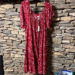 Max Studio Red Floral Midi Dress